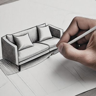 Firefly a hand of men drawing sofa on a piece of paper, intrinsic design, pexels contest winner, mad